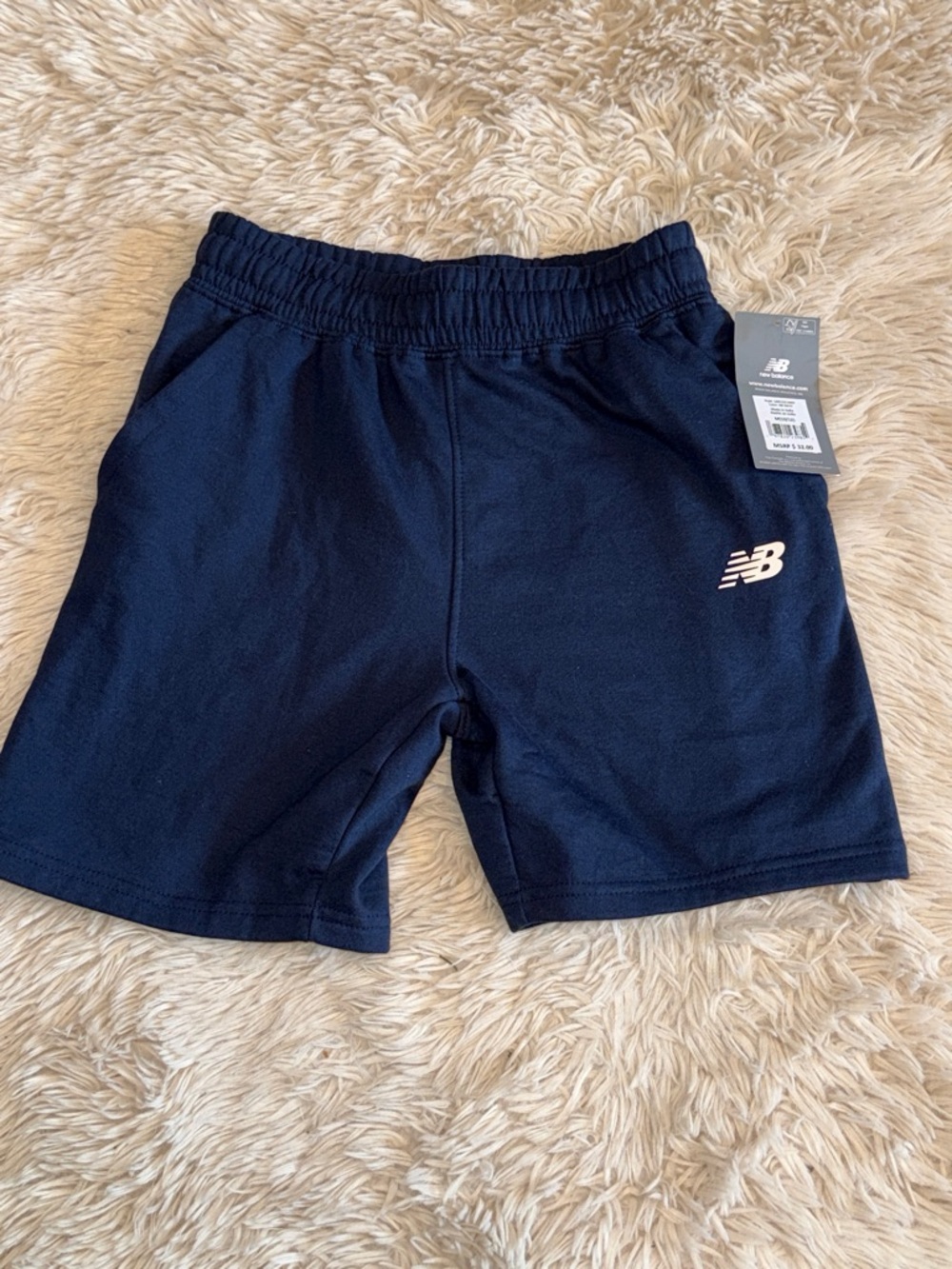 NWT New Balance Navy Blue Kids' Athletic Shorts with Logo Medium 10-12